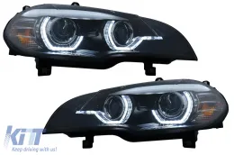 image-64-Xenon Prednja svijetla Angel Eyes 3D LED DRL prikladna za BMW X5 E70 (2007-2010) Crna AFS