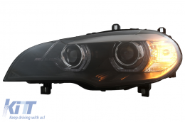 Xenon Scheinwerfer Angel Eyes 3D Dual Halo Felgen LED DRL für BMW X5 E70 07-10 Schwarz-image-6074951