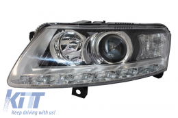 Xenon Scheinwerfer LED Tagfahrlicht für Audi A6 C6 4F 04.04-08 Chrom Ohne AFS-image-6021858