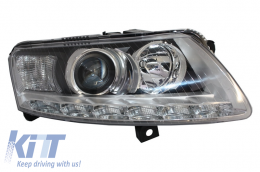 Xenon Scheinwerfer LED Tagfahrlicht für Audi A6 C6 4F 04.04-08 Chrom Ohne AFS-image-6021859