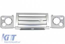 image-38-Zentral Grille Scheinwerfer Abdeckungen für Defender 90 110 90-16 Silber SVX Look