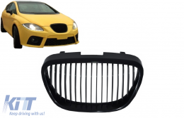 Zentral Kühlergrill Glänzend schwarz für SEAT Toledo Leon Altea 04-09 Cupra Look-image-6069237