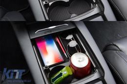 Zentrale Konsole Aufbewahrungsbox für Tesla Model S 2012+ Model X 2015+ Schwarz-image-6070411