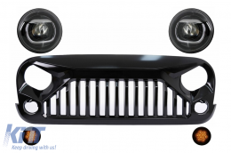 image-27-Zongorafekete hűtőrács CREE LED Angel Eye fényszórókkal és irányjelzőkkel Jeep Wrangler Rubicon JK 2007-2017